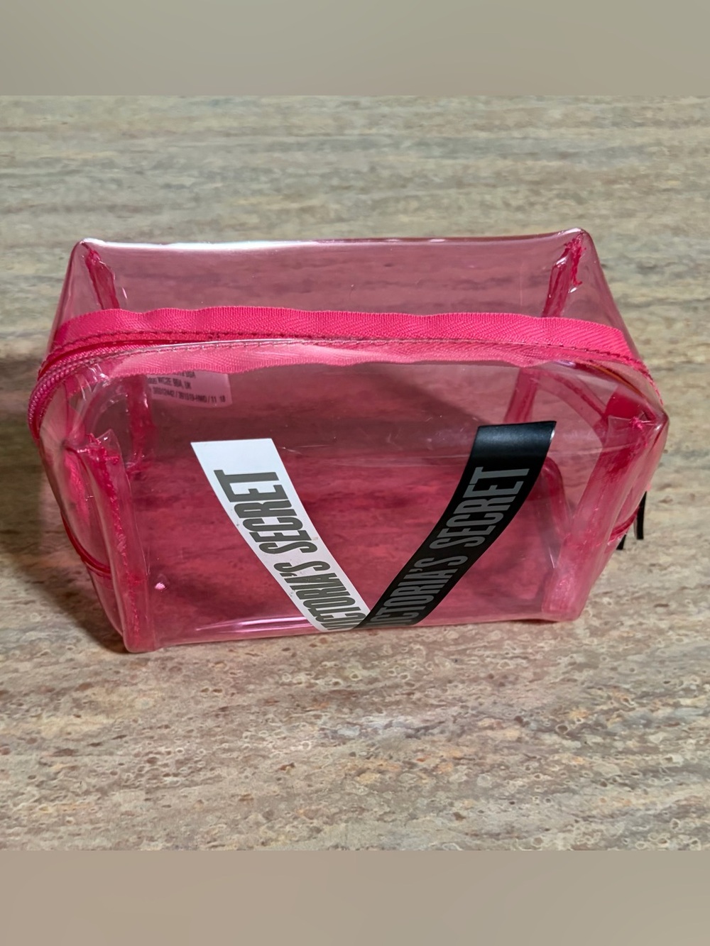 Victoria's Secret Hot Pink Clear Travel Pouch with Logo
